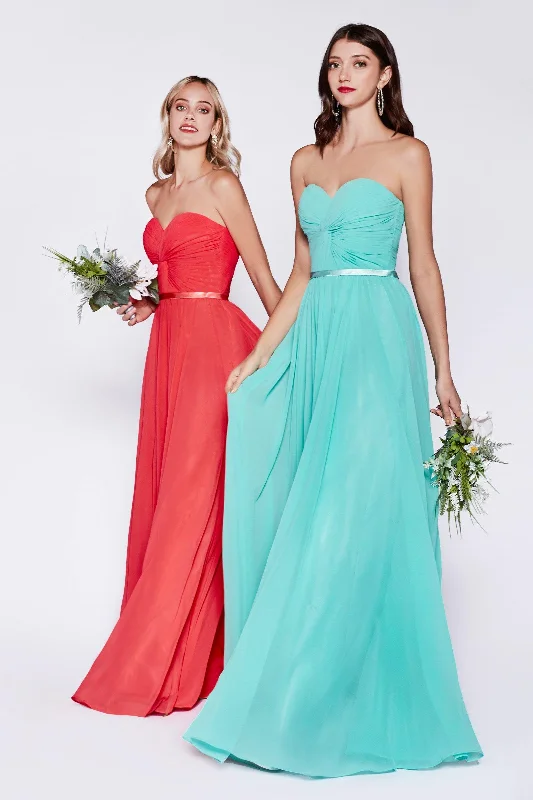 Luxe Embroidered Gown Cinderella Divine CD7455 Long Strapless Sweetheart Bridesmaids Prom Dress