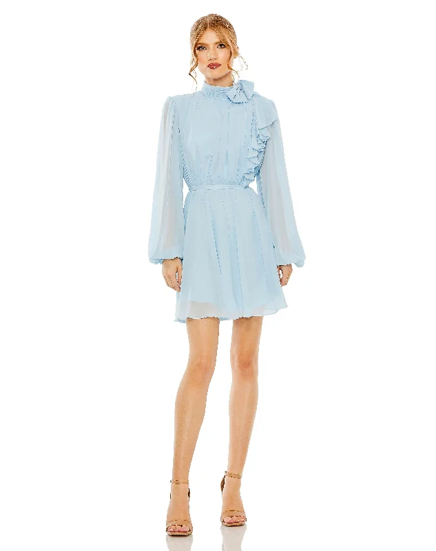 Structured Evening Gown Mac Duggal 55878  Long Sleeve Short Cocktail Dress