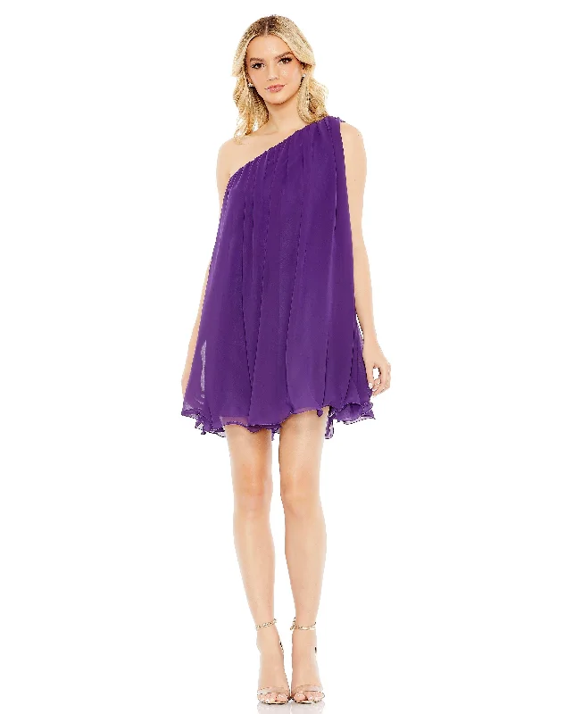 Fashionable Formal Dress Mac Duggal 55951 Short One Shoulder Chiffon Cocktail Dress