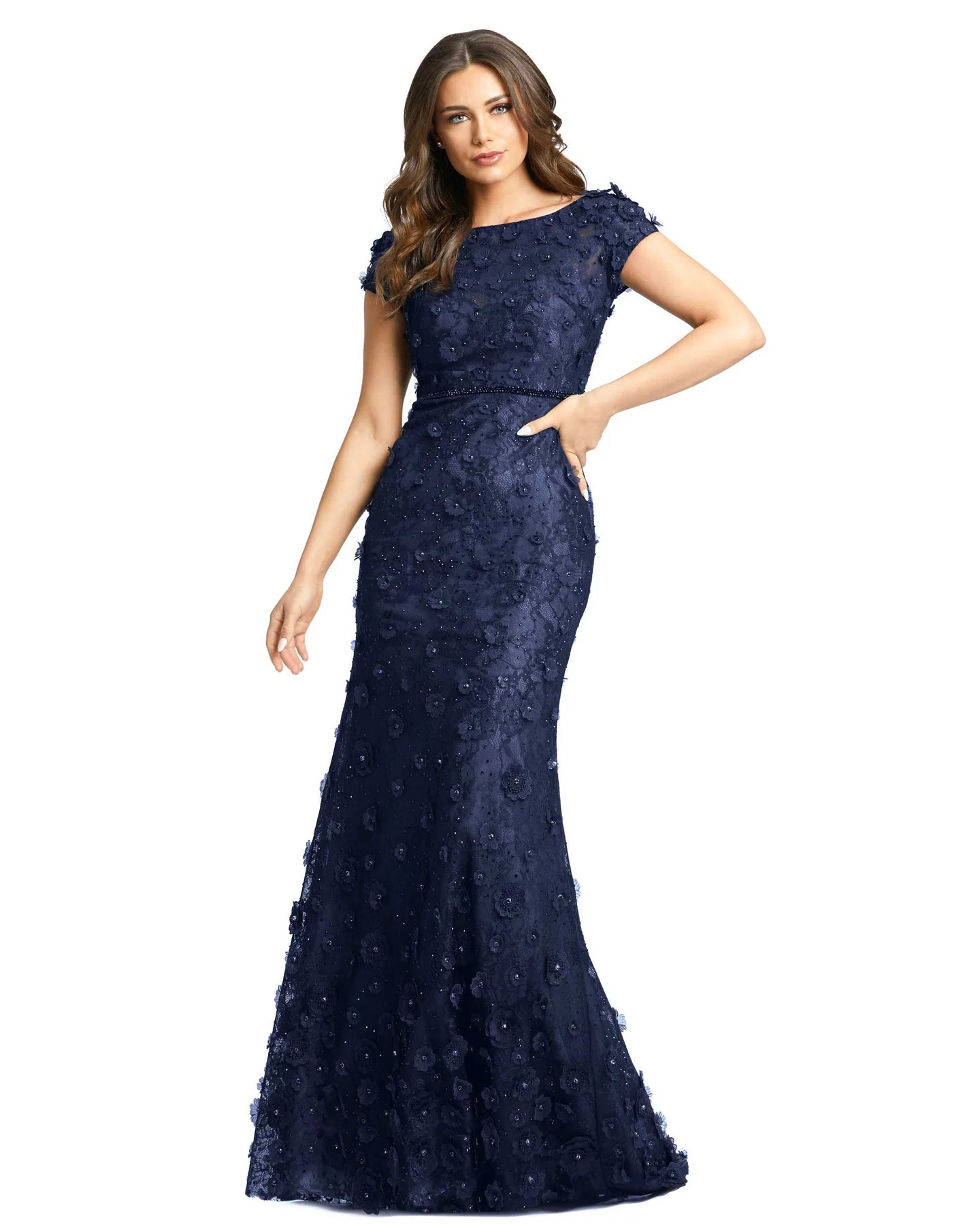 One-Shoulder Satin Dress Mac Duggal - 67711 Bateau Floral Sheath Dress