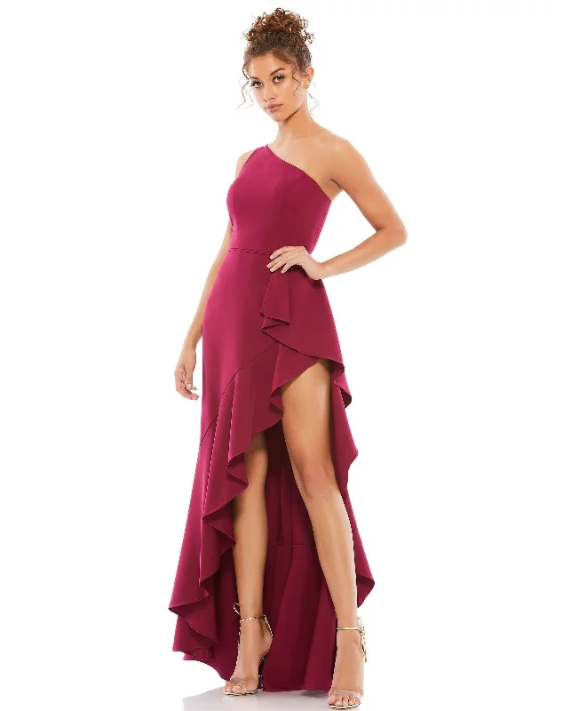 Vintage Lace Dress Mac Duggal 49089 High Low One Shoulder Formal Dress