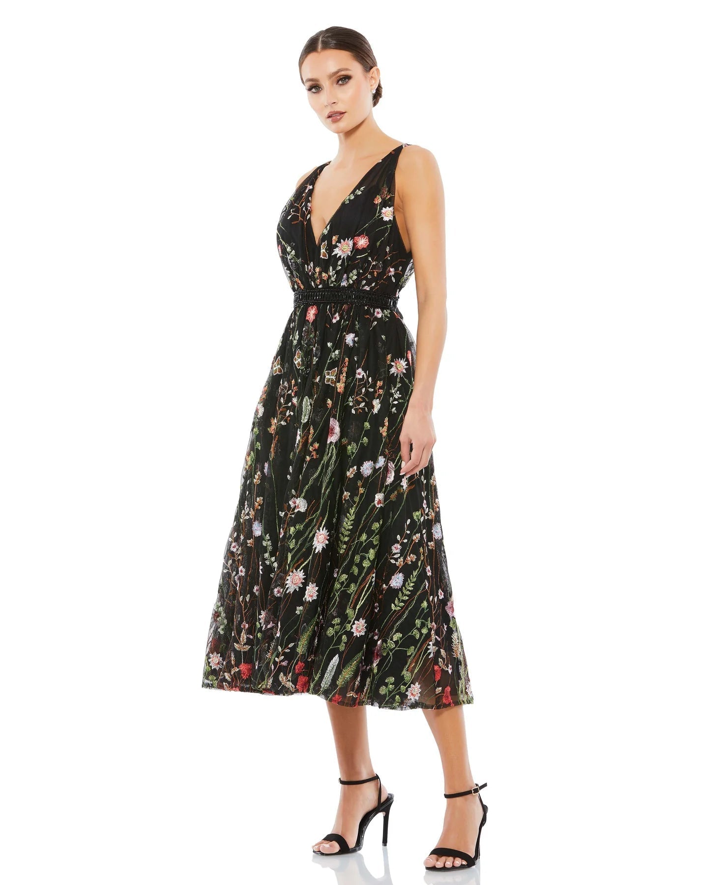Winter Ball Gown Mac Duggal Cocktail - 26557D V-Neck Tea-Length Dress
