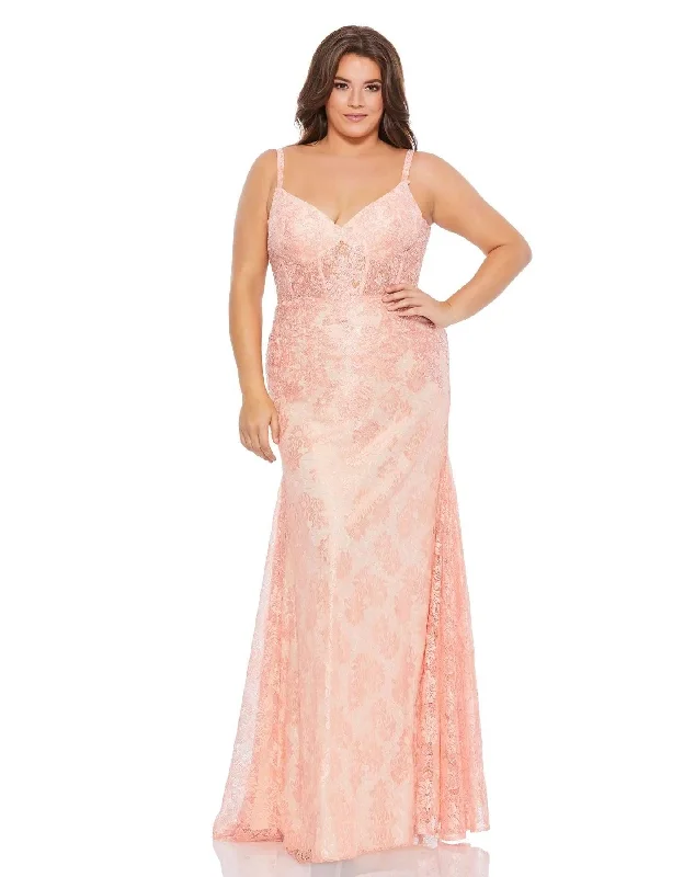 Fancy Evening Dress Mac Duggal 49325 Fabulouss Long Plus Size Lace Gown Sale