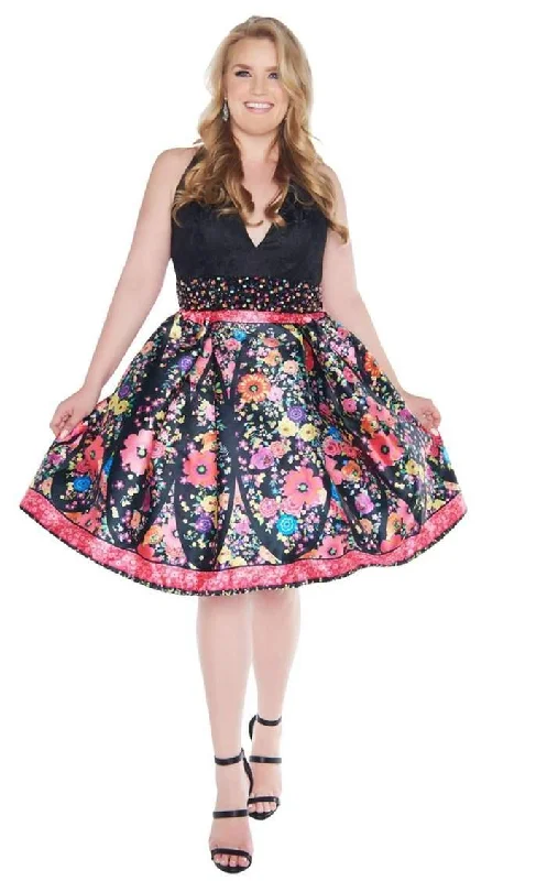 Bold Red Dress Mac Duggal 66385 Fabulouss Short Plus Size Dress