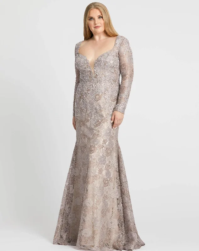 Gold Embellished Gown Mac Duggal 49168 Fabulouss Long Plus Size Lace Gown Sale