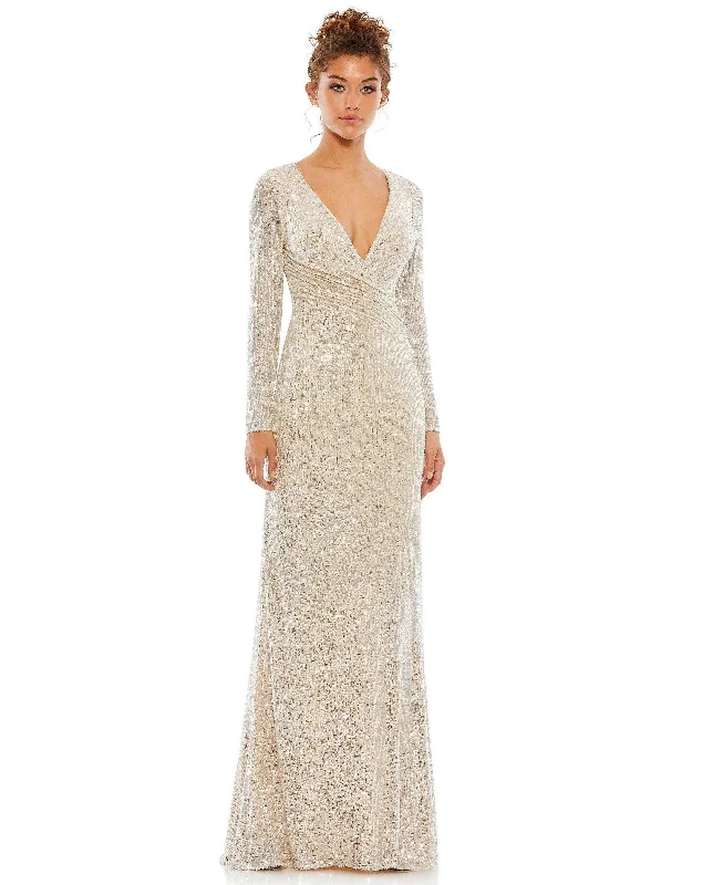 Dreamy Tulle Skirt Mac Duggal 26574 Formal Long Sleeve Sequin Dress