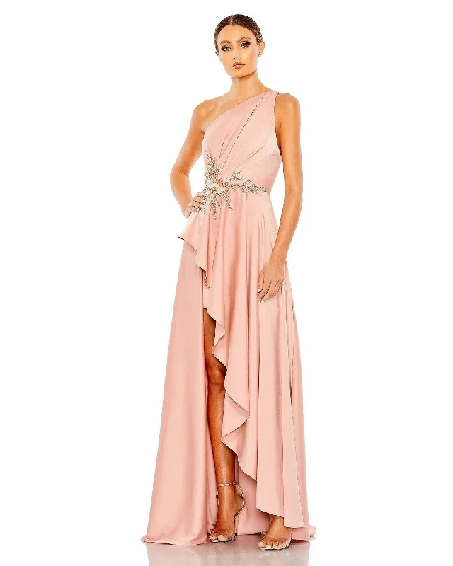 Dark Green Dress Mac Duggal 11262 High Low One Shoulder Prom Gown