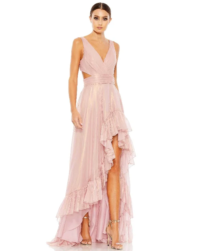 Sheer Panel Dress Mac Duggal 49526 High Low Prom Formal Dress