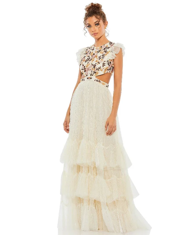 Elegant Wedding Gown Mac Duggal 35106 Long Cap Sleeve Formal Dress