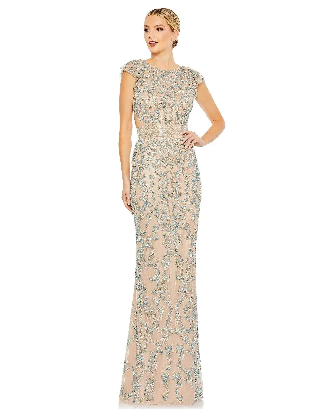 Hollywood-Inspired Gown Mac Duggal 5689 Long Cap Sleeve Formal Evening Gown
