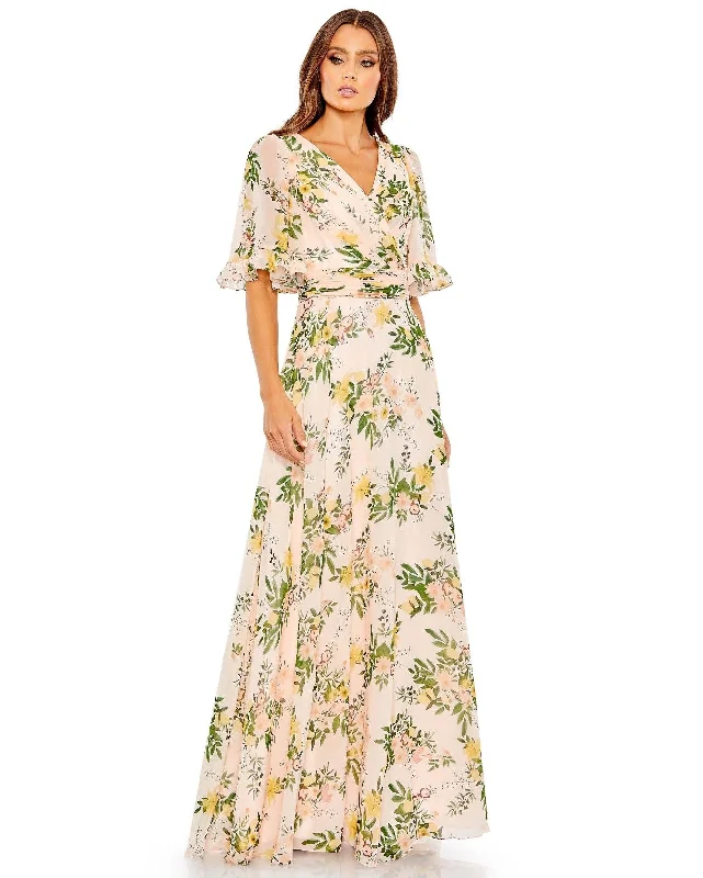 Chic Formal Gown Mac Duggal 11320 Long Formal Floral Chiffon Dress