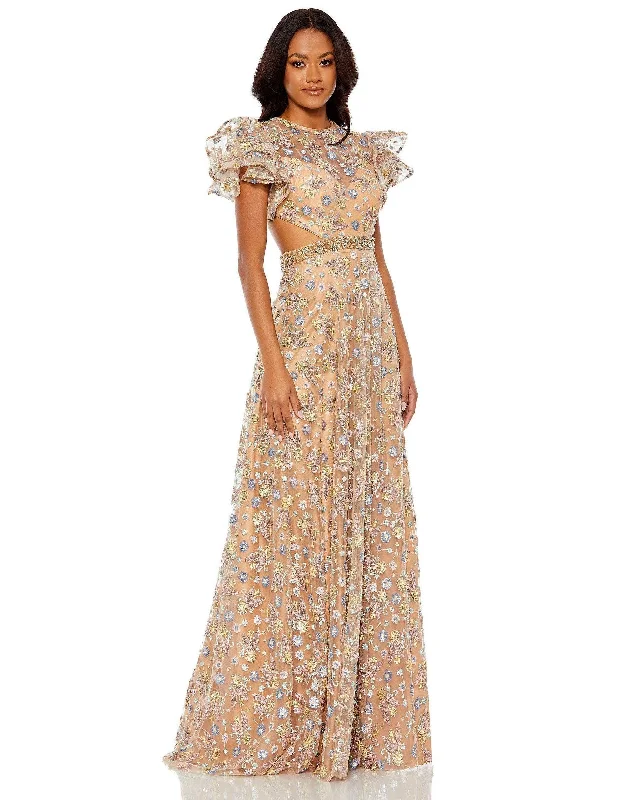 Metallic Formal Dress Mac Duggal 68030 Long Formal Prom Dress