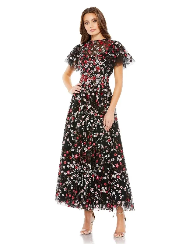 Whimsical Evening Gown Mac Duggal 20323 Long Formal Short Sleeve Dress