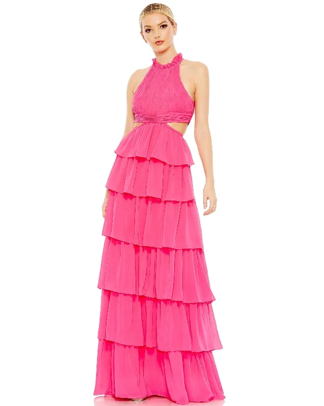 Lush Satin Gown Mac Duggal 55817 Long Halter Formal Prom Ball Gown