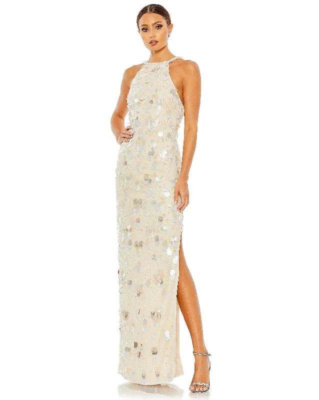 Elegant Cocktail Gown Mac Duggal 10878 Long Halter Formal Prom Dress