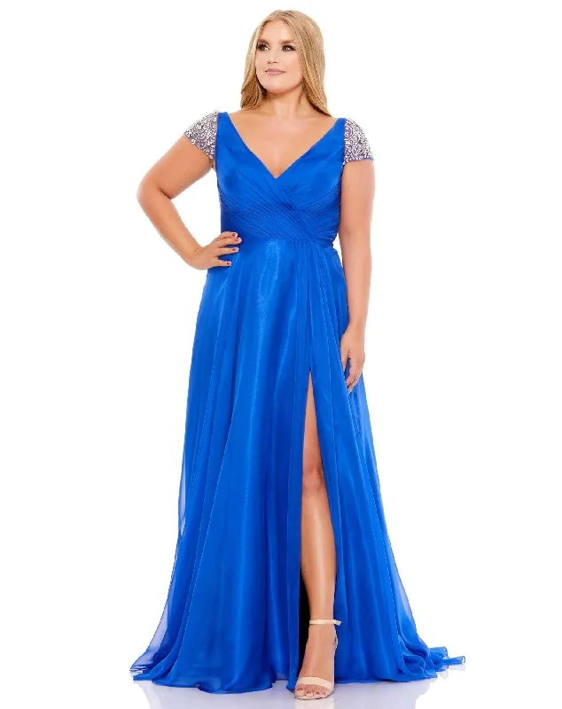 Lace Overlay Dress Mac Duggal 67723 Long Plus Size Formal Beaded Dress