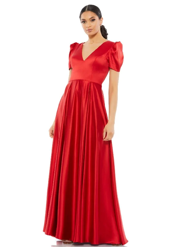 Sequin Maxi Dress Mac Duggal 26606 Long Puff Sleeve Formal Dress