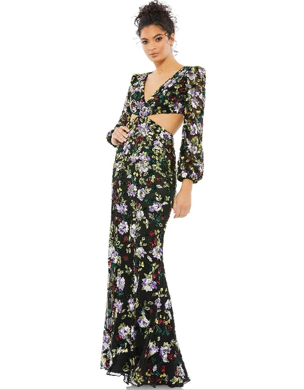 Gorgeous Party Dress Mac Duggal 5566 Long Sleeve Floral Formal Dress