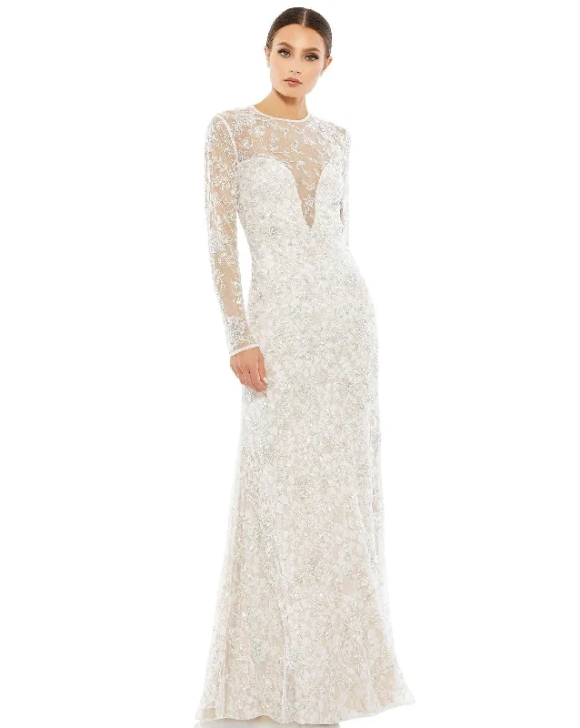 Lush Satin Gown Mac Duggal 10821 Long Sleeve Formal Evening Dress