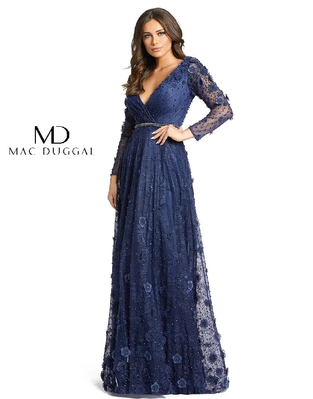 Red Carpet Dress Mac Duggal 67503 Long Sleeve Formal Lace Dress