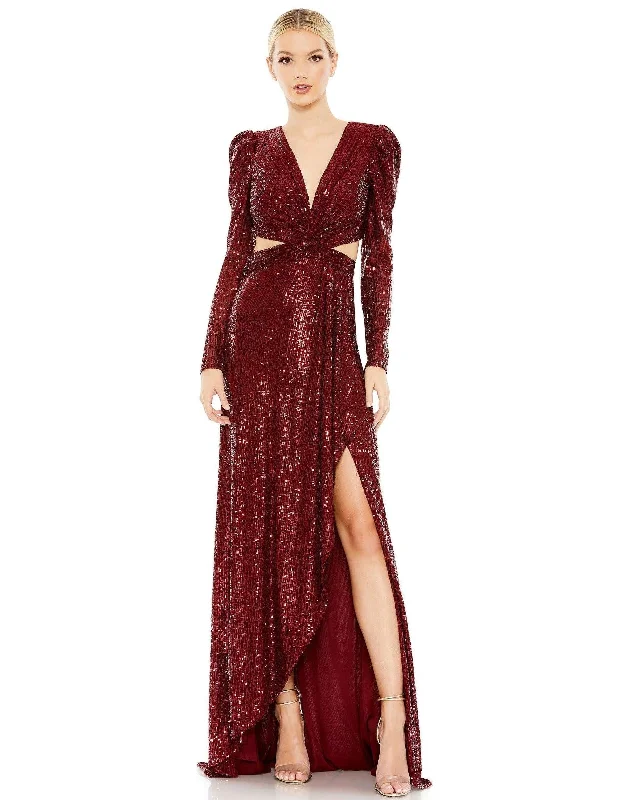 Simple Chiffon Dress Mac Duggal 26739 Long Sleeve Formal Prom Dress