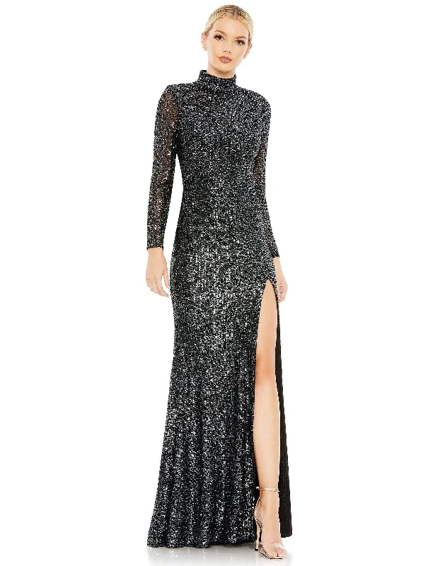 Bold Print Formal Dress Mac Duggal 42014 Long Sleeve Formal Prom Dress