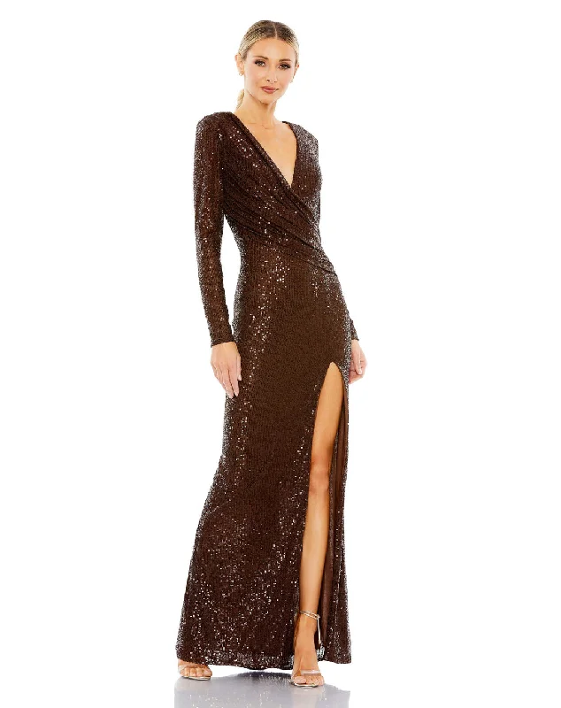 Dramatic Ball Gown Mac Duggal 26723 Long Sleeve Formal Sequin Dress