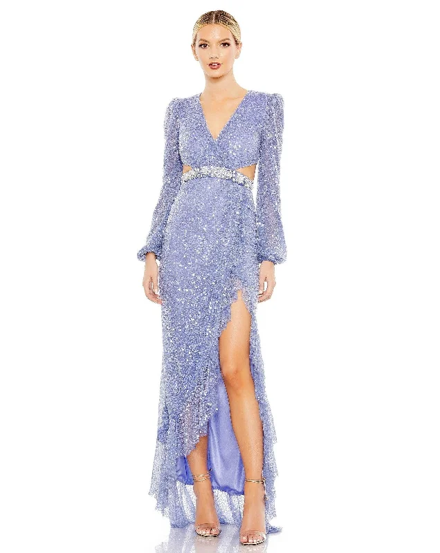 Vintage Lace Dress Mac Duggal 5745 Long Sleeve High Low Formal Dress