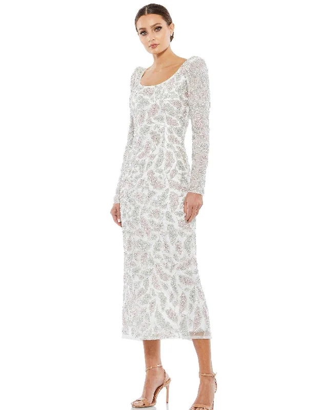 Draped Satin Gown Mac Duggal 5424 Long Sleeve Mother of the Bride Dress