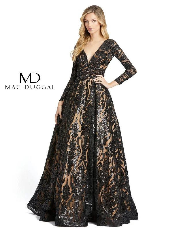 Subtle Shine Dress Mac Duggal Long Sleeve Sequins Ballgown Sale