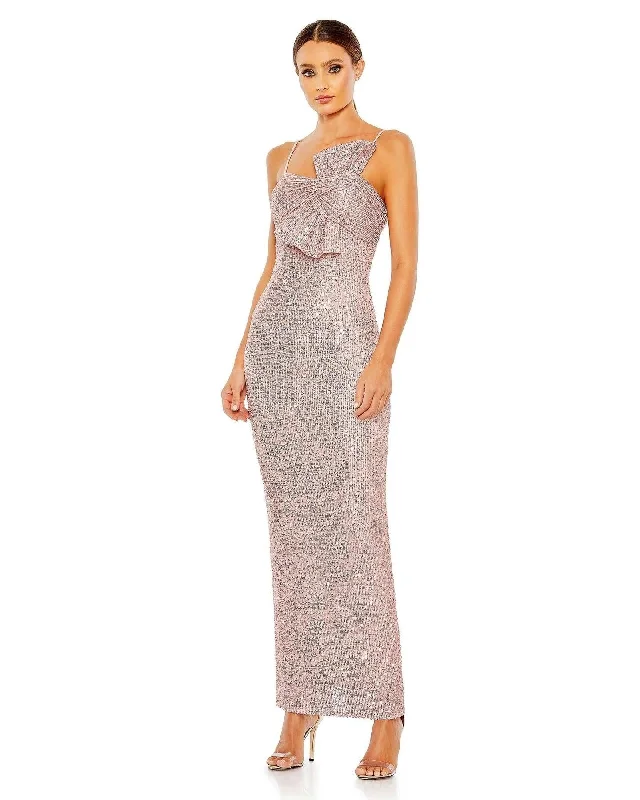 Floor-Length Satin Dress Mac Duggal 11284 Long Spaghetti Strap Formal Dress