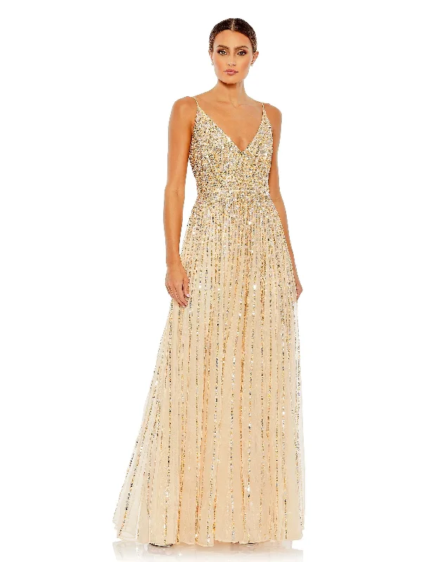 Lavish Evening Gown Mac Duggal 10928 Long Spaghetti Strap Prom Dress