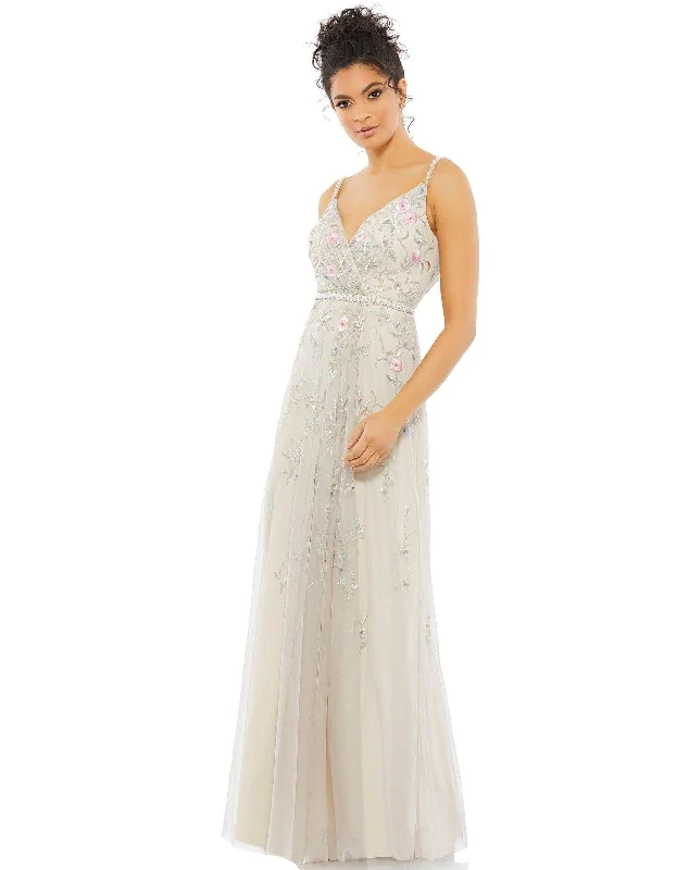 Embellished Maxi Dress Mac Duggal 9141 Long Spaghetti Strap Prom Dress Sale