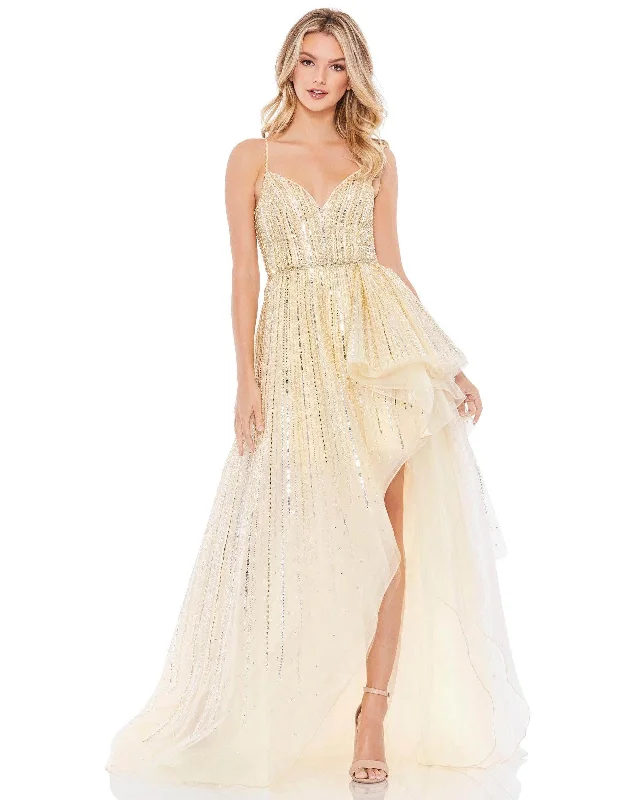 Draped Formal Dress Mac Duggal 70124 Long Spaghetti Strap Prom Gown