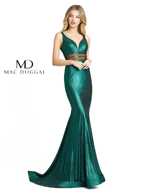 Structured Evening Gown Mac Duggal 40960 Prom Long Metallic Mesh Formal Gown