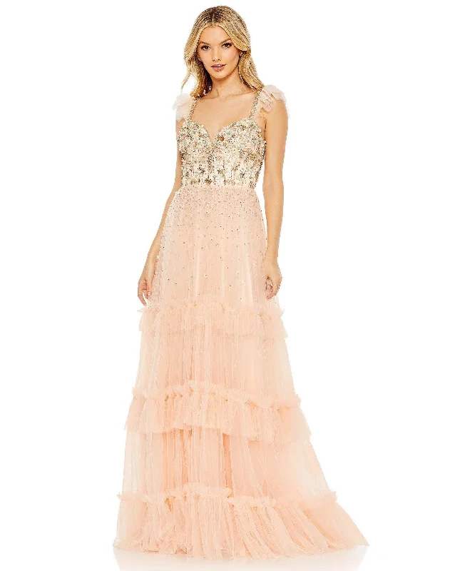 Floral Embroidery Dress Mac Duggal 50648 Prom Long Cap Sleeve Formal Dress