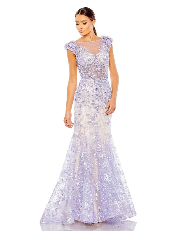 Side Slit Gown Mac Duggal 79357 Prom Long Formal Cap Sleeve Dress