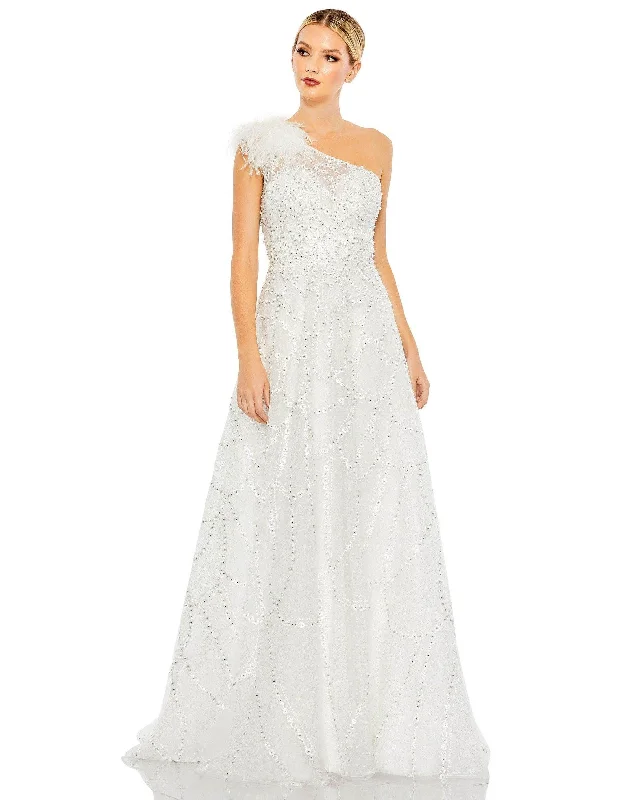 Empire Waist Gown Mac Duggal 20389 Prom Long One Shoulder Formal Gown