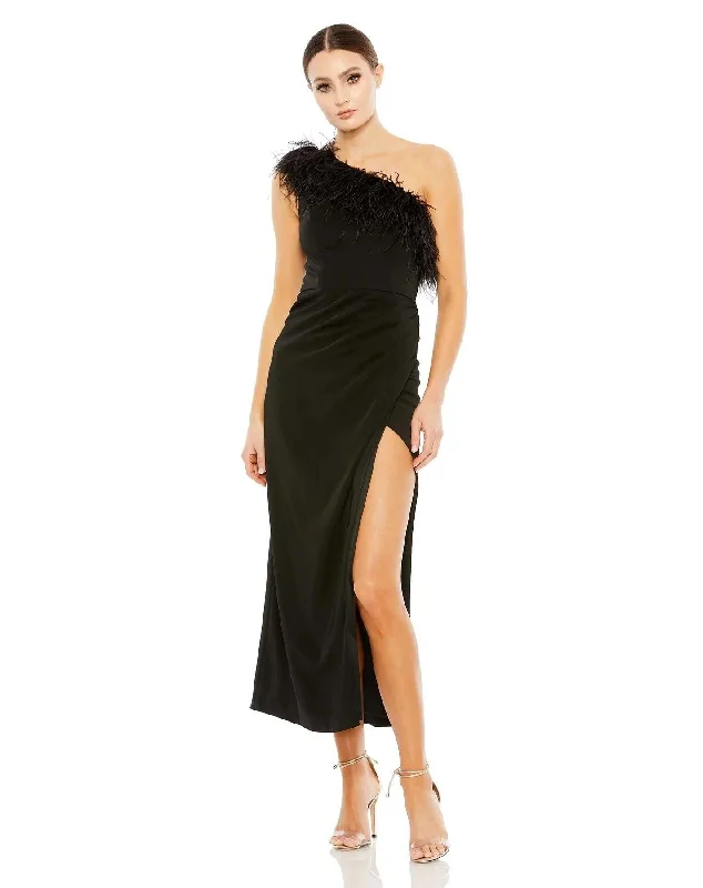 Sparkly Mermaid Dress Mac Duggal A68147 Prom One Shoulder Tea Length Dress