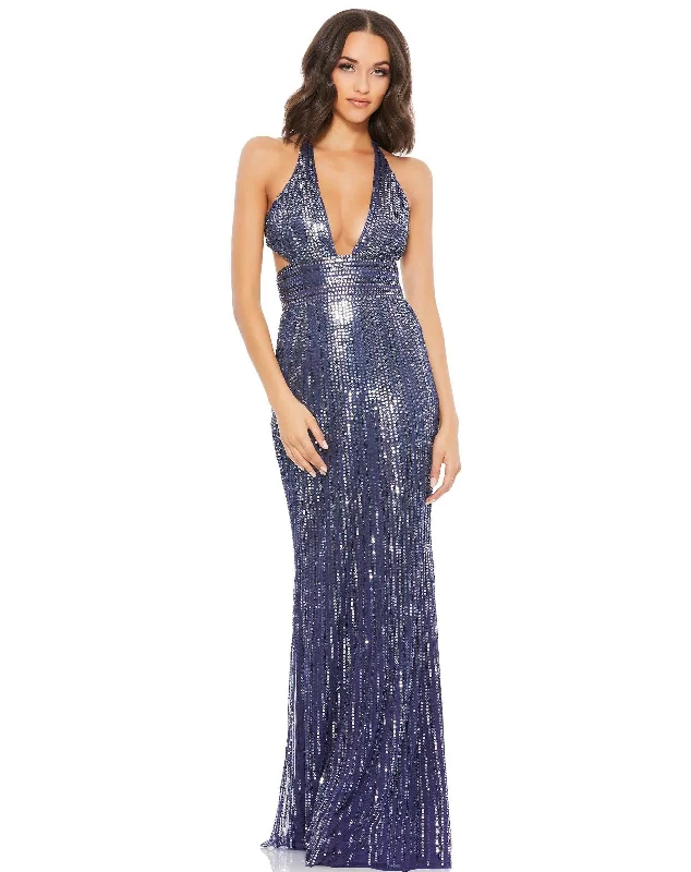 Structured Evening Gown Mac Duggal 93578 Prom Long Halter Formal Dress Sale