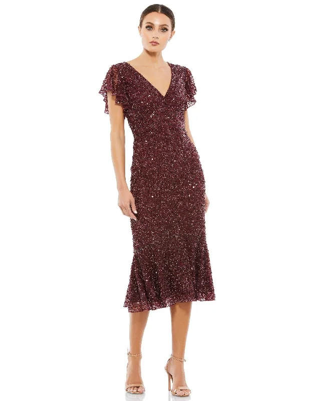 Sophisticated Gown Mac Duggal 10801 Short Cap Sleeve Ruffle Dress
