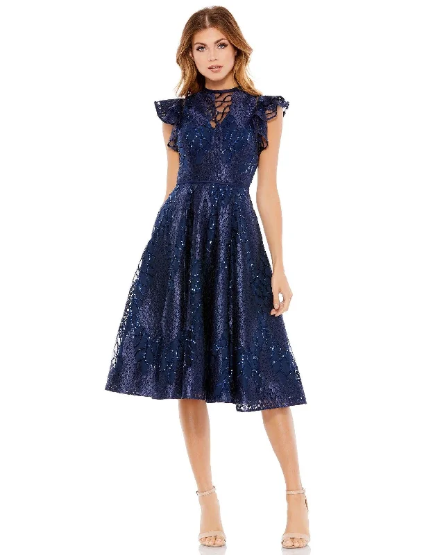Fancy Evening Dress Mac Duggal 12467 Short Flutter Sleeve Cocktail Dress