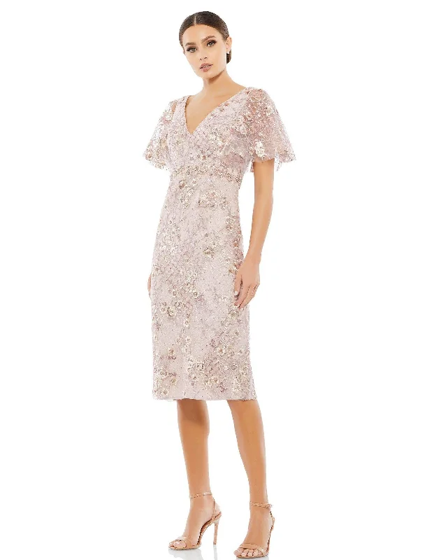 Brocade Formal Dress Mac Duggal 67909 Short Mother of the Bride Dress