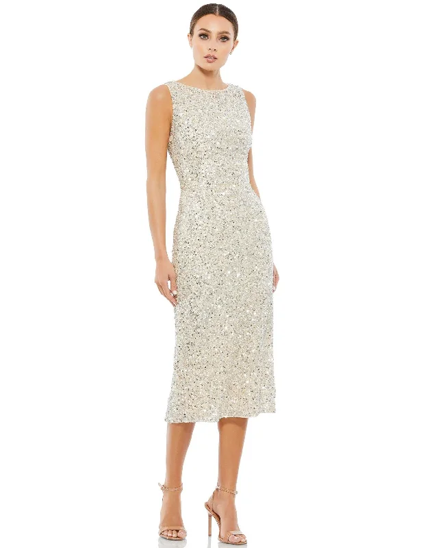 Floral Embroidery Dress Mac Duggal 5526 Short Sleeveless Sequins Dress
