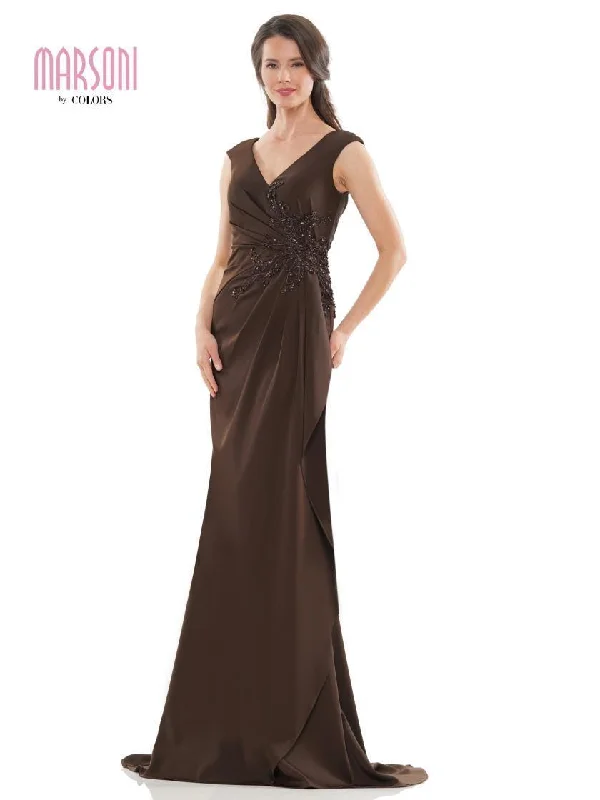 Glam Ball Gown Dark Brown 20 Marsoni Long Mother of the Bride Beaded Dress Sale