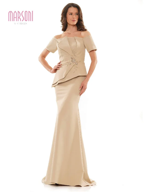 Figure-Flattering Gown Marsoni Long Off Shoulder Fitted Formal Gown 1163