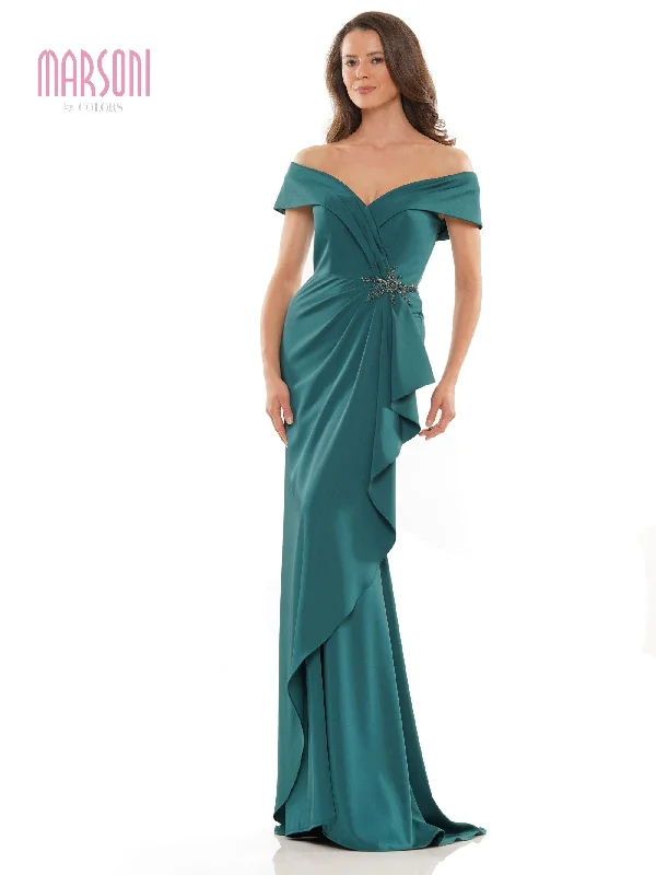 Bold Print Formal Dress Marsoni Long Off Shoulder Formal Dress 1180