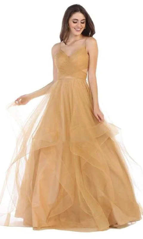 Glam Ball Gown May Queen RQ7658 - Crisscross Bodice Evening Dress