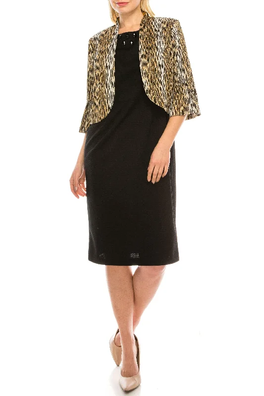 Modest Chiffon Dress Maya Brooke Short Animal Print 2 Piece Jacket Dress
