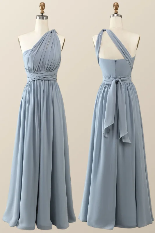 Structured Evening Gown Misty Blue Chiffon A-Line Convertible Long Party Dress Bridesmaid Dress,DP1816 Structured Evening Gown Misty Blue Chiffon A-Line Convertible Long Party Dress Bridesmaid Dress,DP1816
